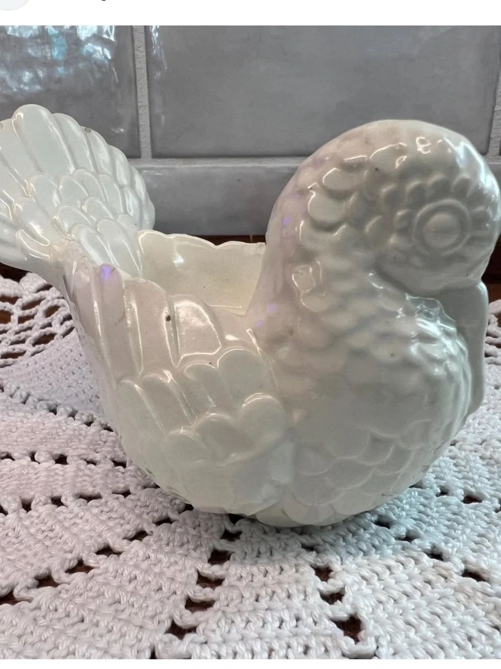 50%offw❤️ Pair of vintage '81 ceramic dove love birds votive candle holders p08